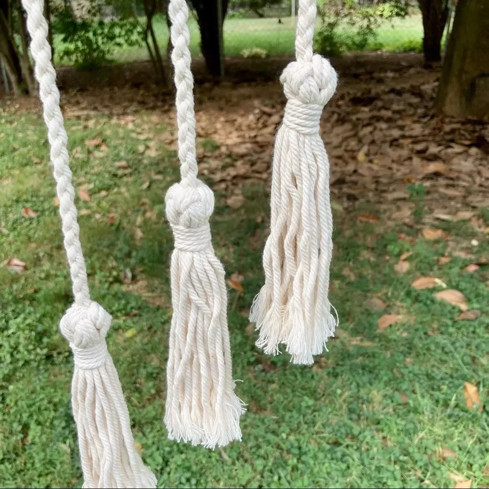 BOHEMIAN Macrame WALL ART Wall Hanging Decor with Tassels and Beads 35 x 17 in